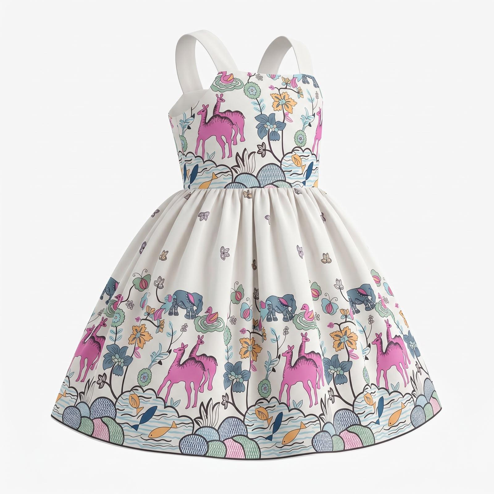 Unicorn Print Girls' Party Dress