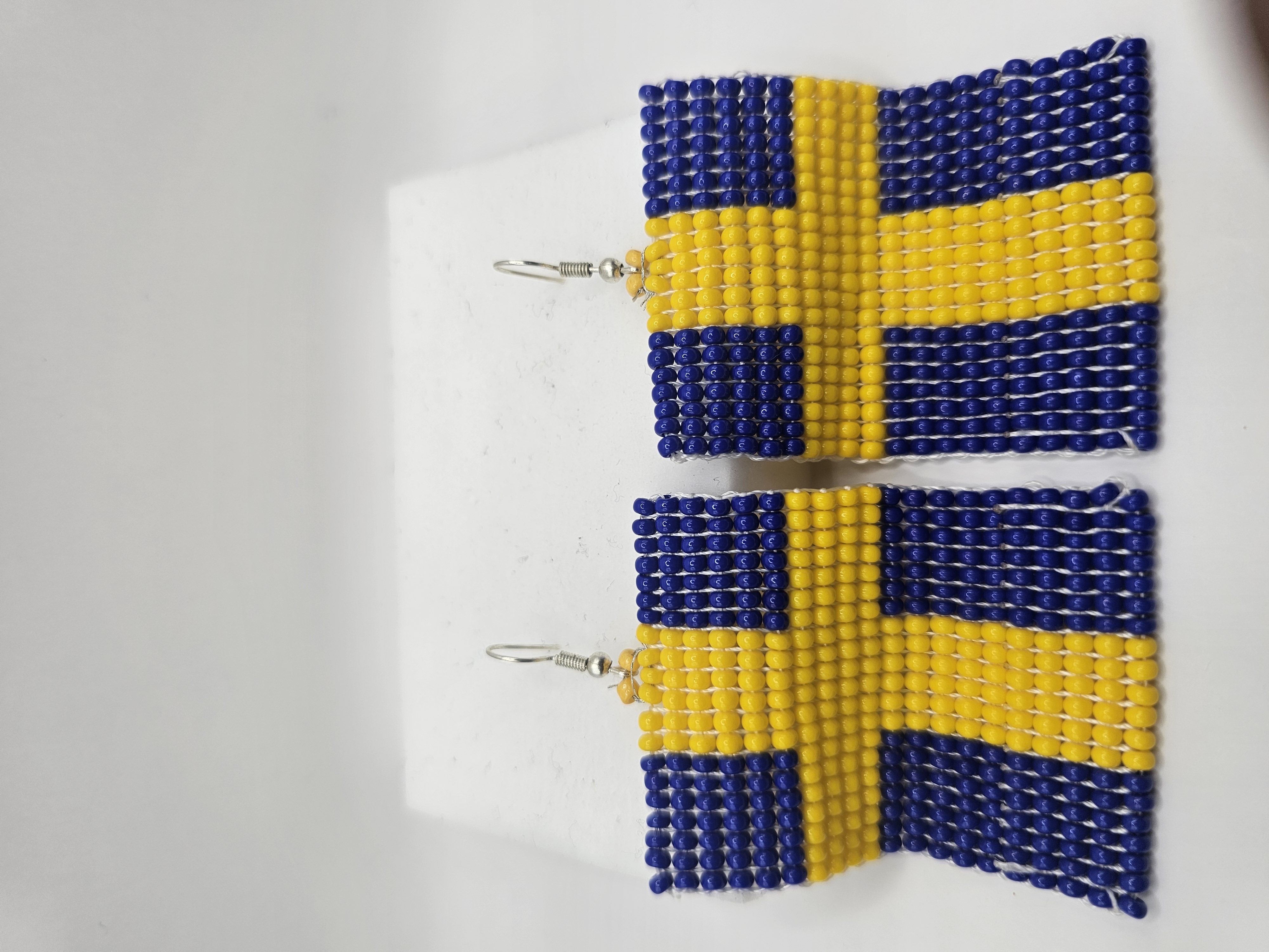 Swedish Flag Beaded Earrings