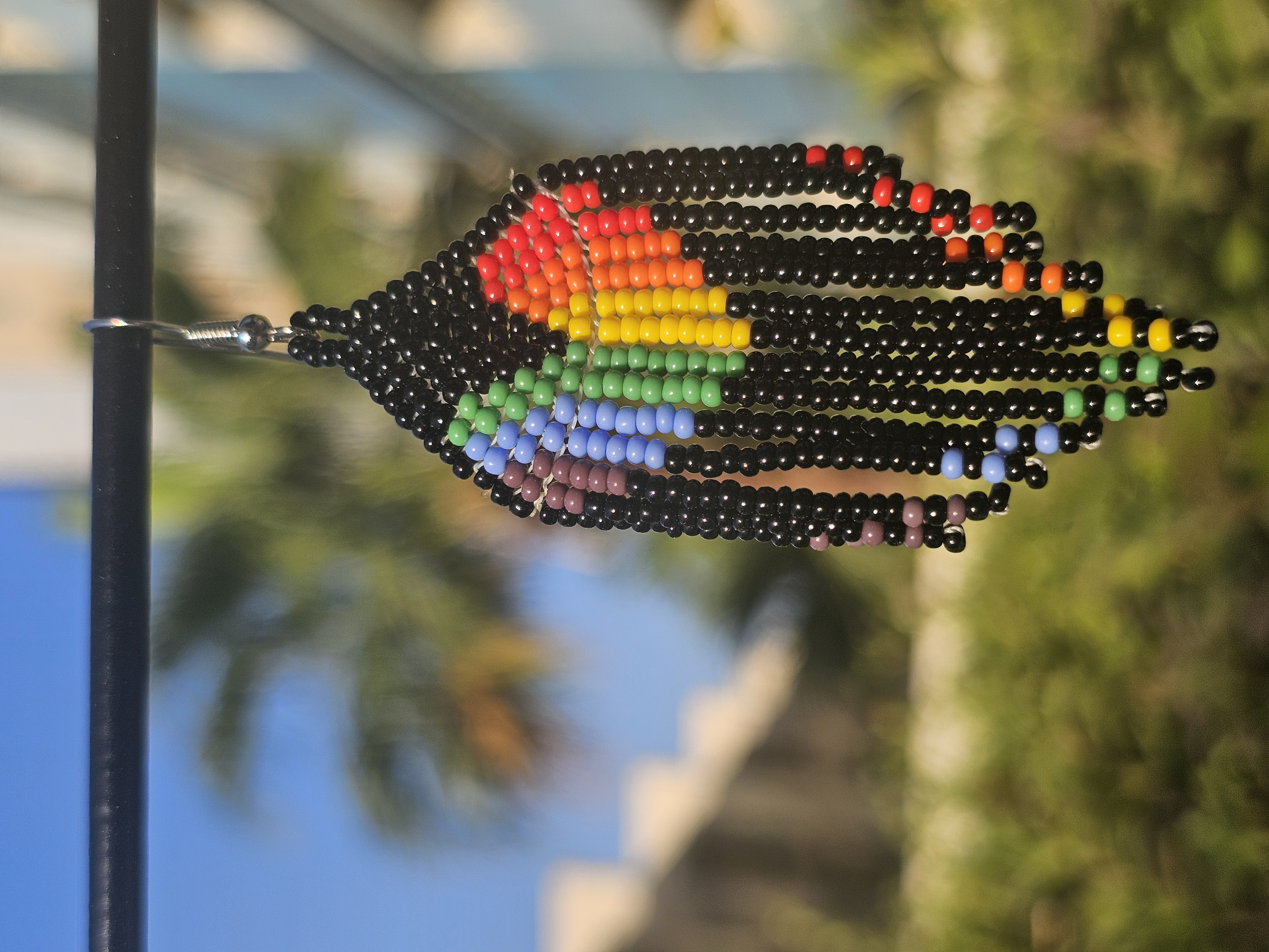 Rainbow heart Beaded Fringe Earrings
