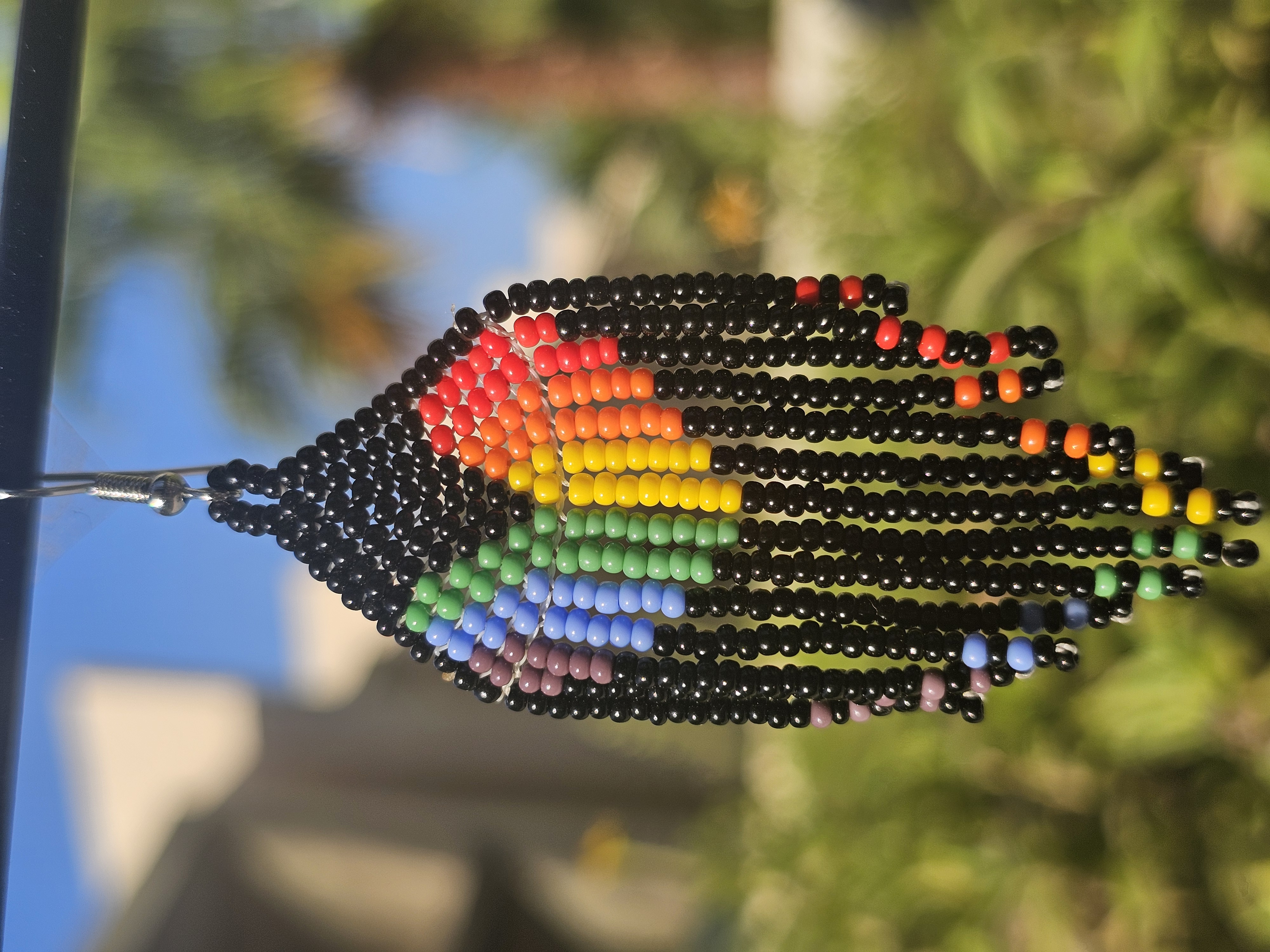 Rainbow heart Beaded Fringe Earrings