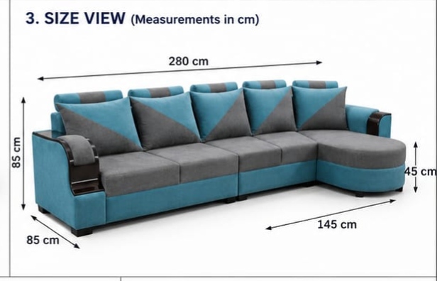 Raza furniture sofa fabric 5 seater premium Lshape sofa comfortable seating durable wooden frame ideal for home and living room 