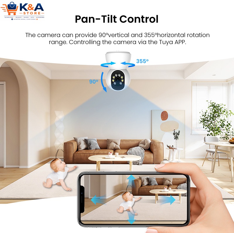 Mini caméra PTZ 360° 2K HD