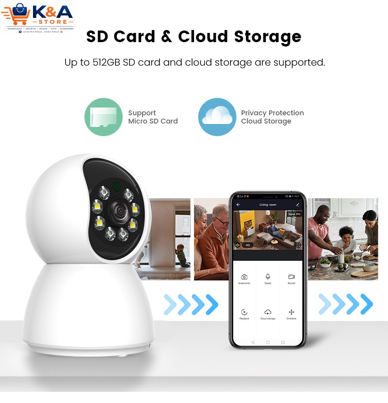 Mini caméra PTZ 360° 2K HD