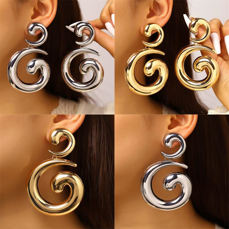 Metallic Swirl Statement Earrings 