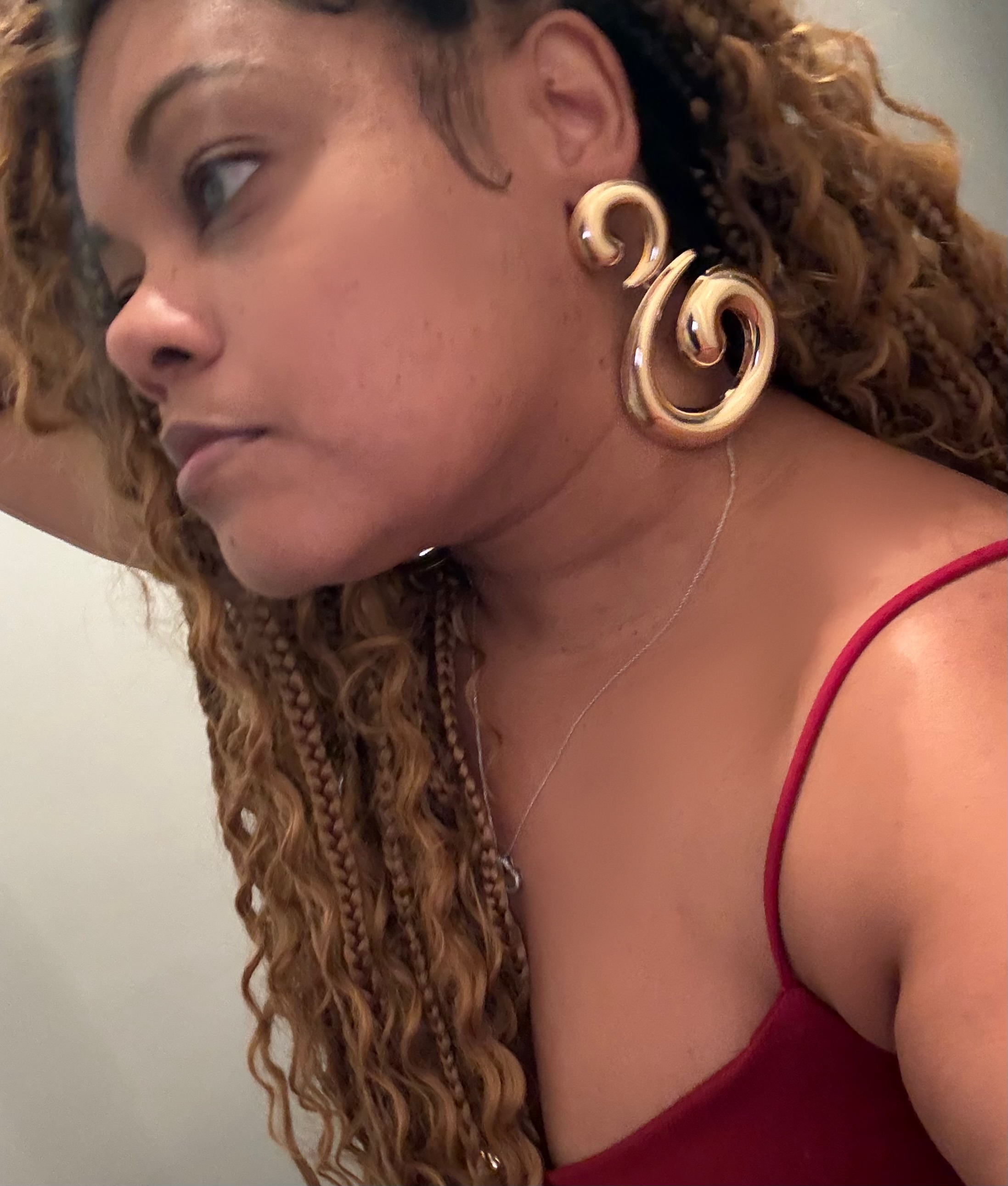 Metallic Swirl Statement Earrings 