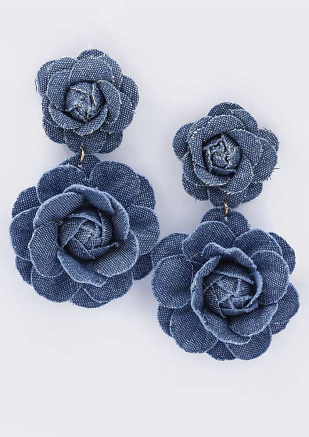 Denim Rose Hanging Earrings 