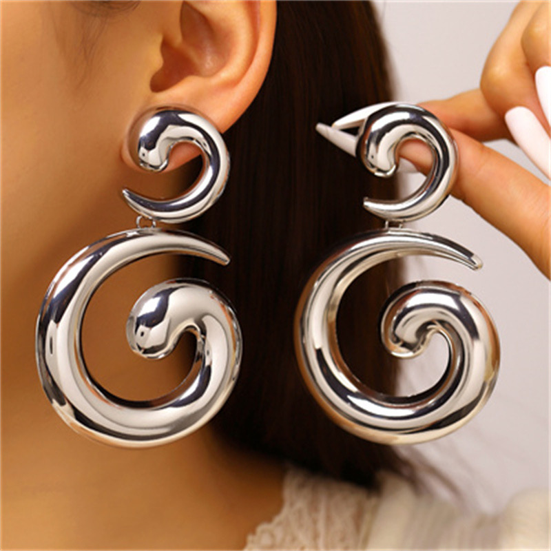 Metallic Swirl Statement Earrings 