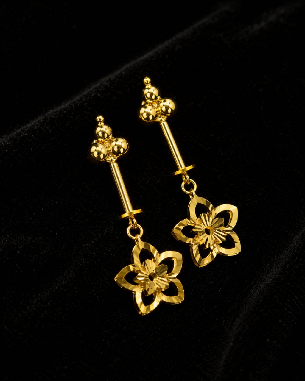 Gold Floral Drop Earrings