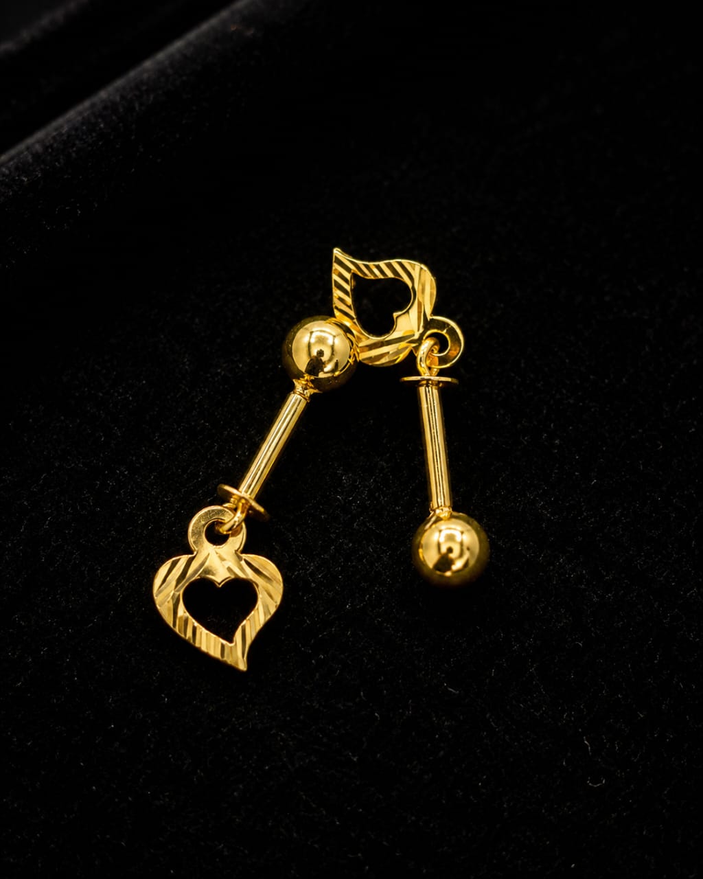 Gold Heart Dangle Earrings