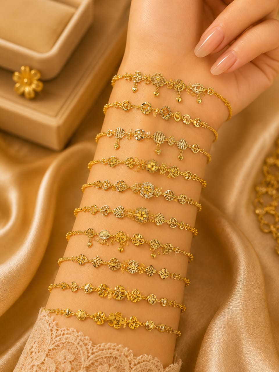 Gold Plated Delicate Bracelets Set