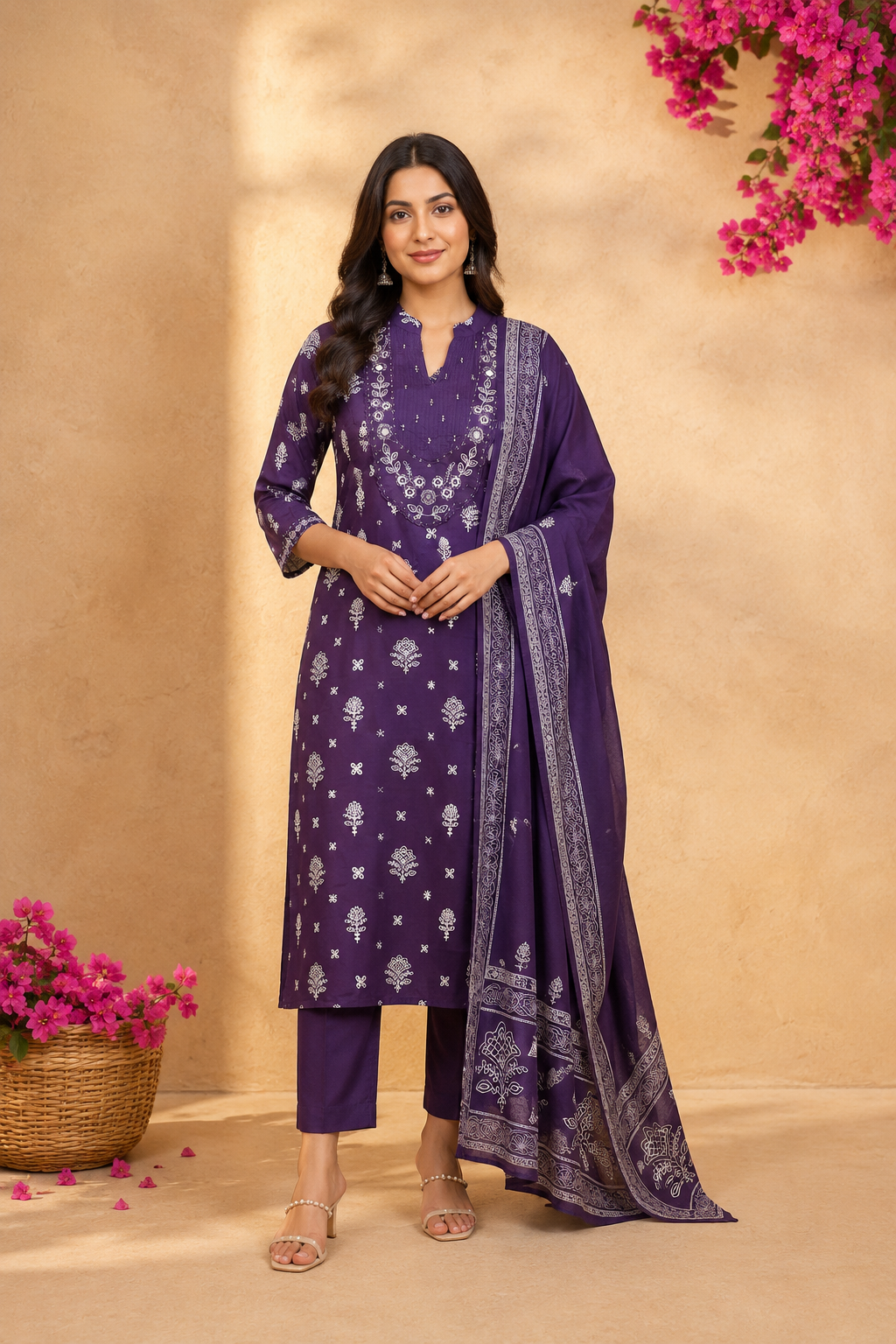 Elegant Purple Embroidered Kurta Set