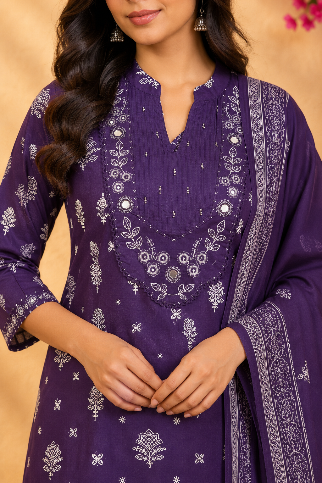 Elegant Purple Embroidered Kurta Set