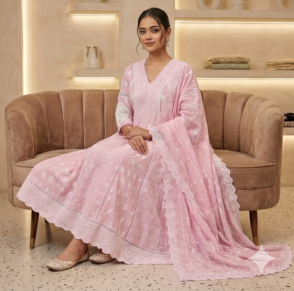 Pink Embroidered Kurta Set