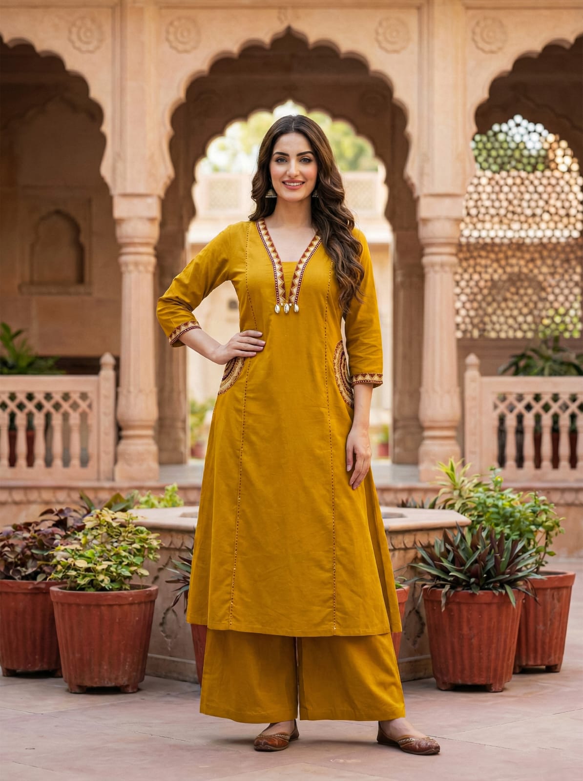 Mustard Ethnic Kurta Set