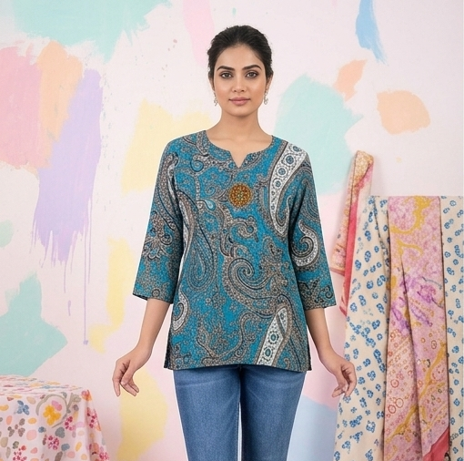 Blue Paisley Print Tunic