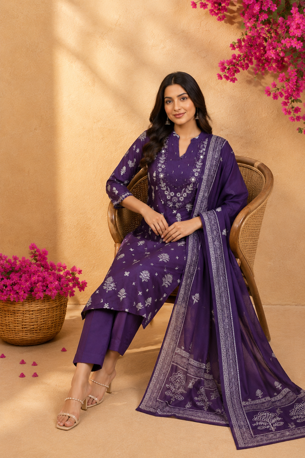 Elegant Purple Embroidered Kurta Set