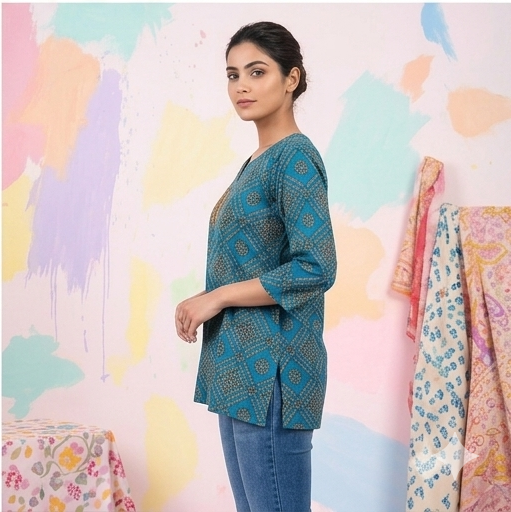 Blue Paisley Print Tunic