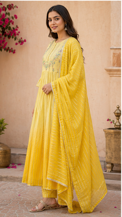 Yellow Anarkali Kurta Set
