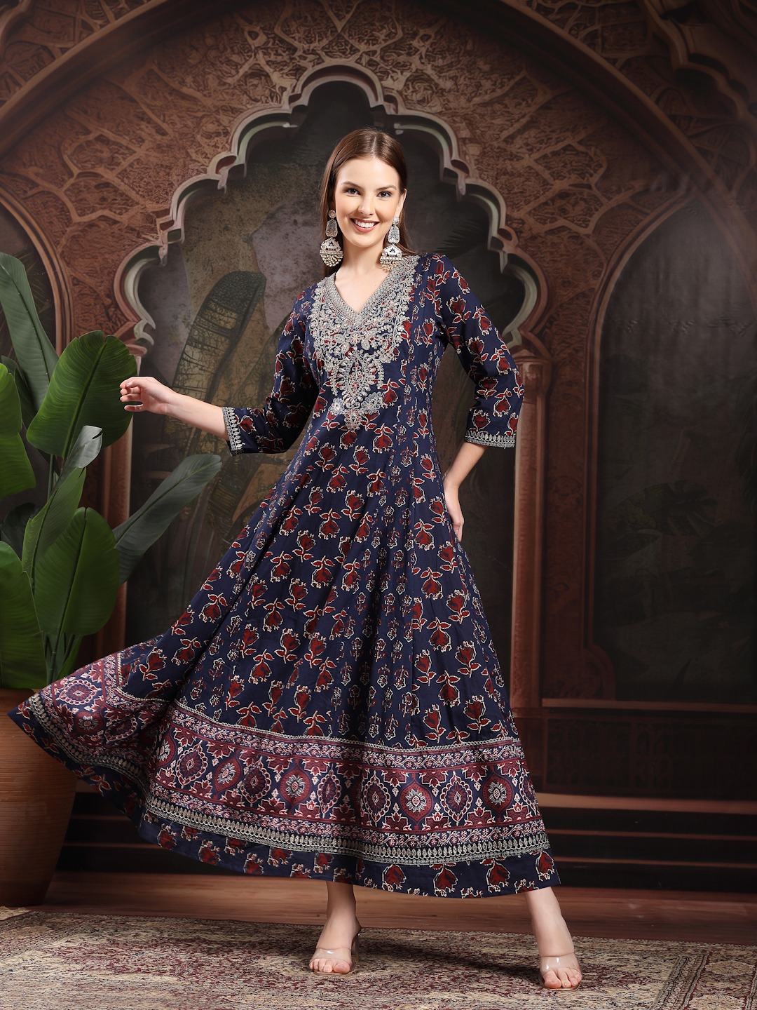 Floral Printed Anarkali Dress