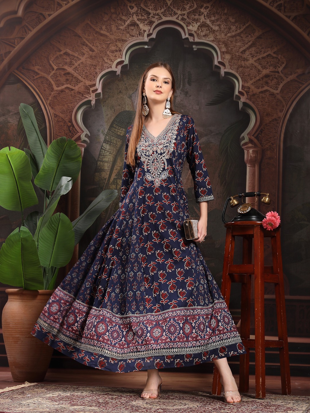 Floral Printed Anarkali Dress