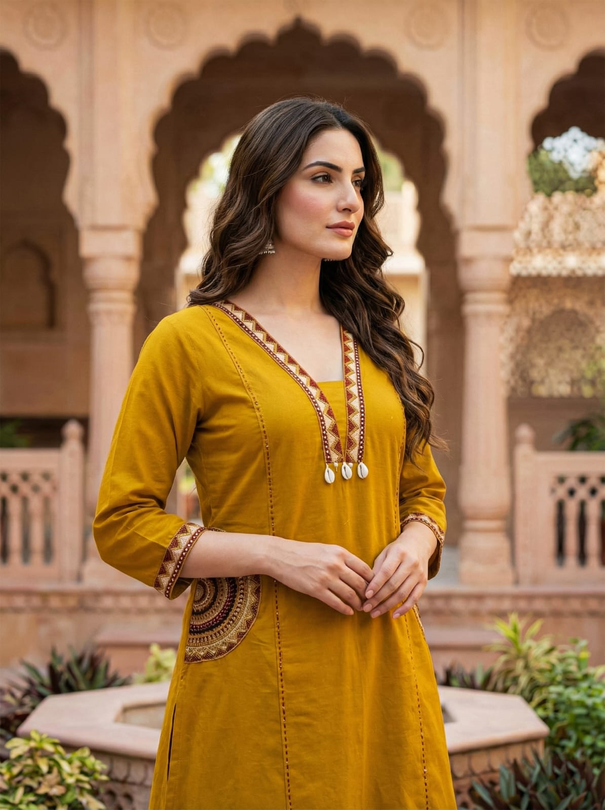 Mustard Ethnic Kurta Set