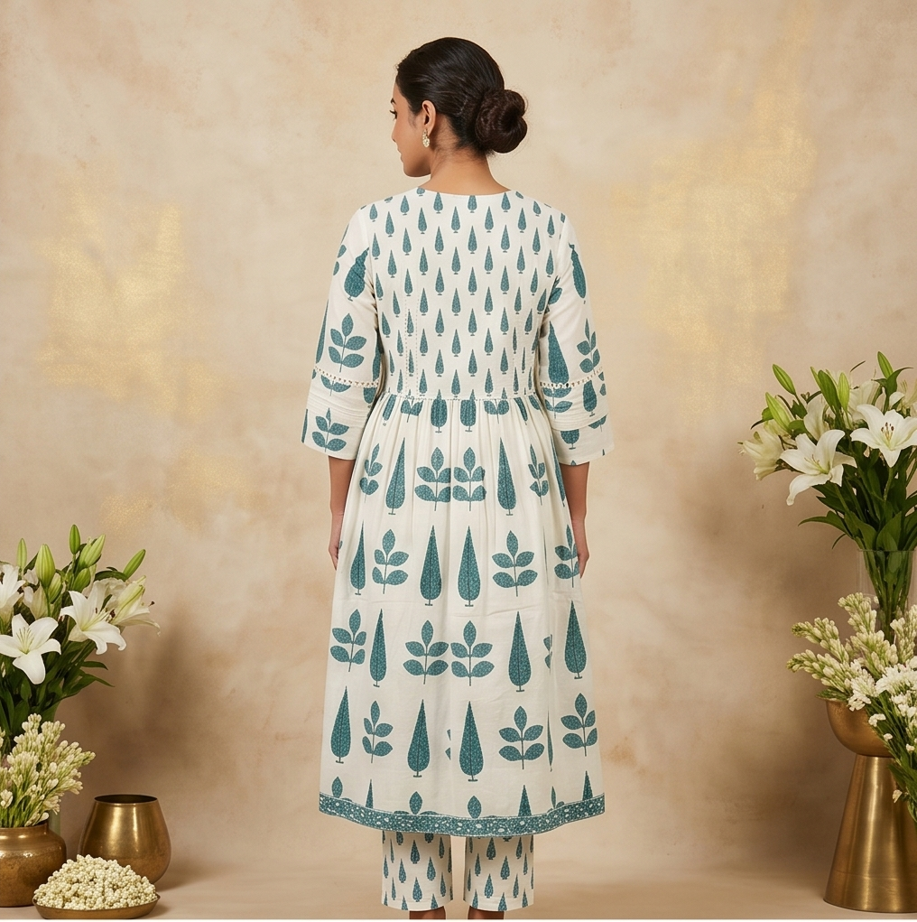 Floral Printed Cotton Kurta Set
