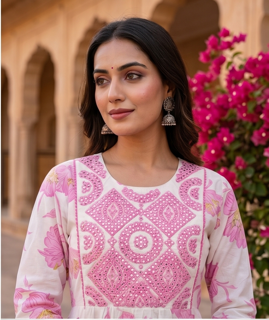 Floral Print Cotton Kurti