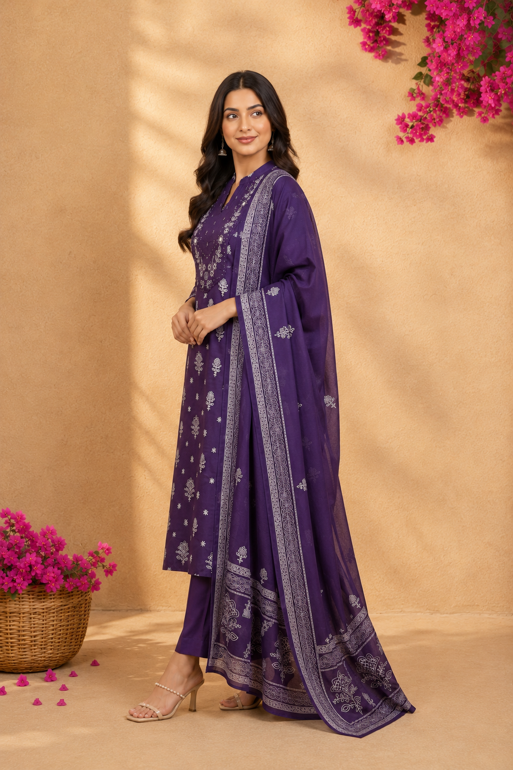 Elegant Purple Embroidered Kurta Set