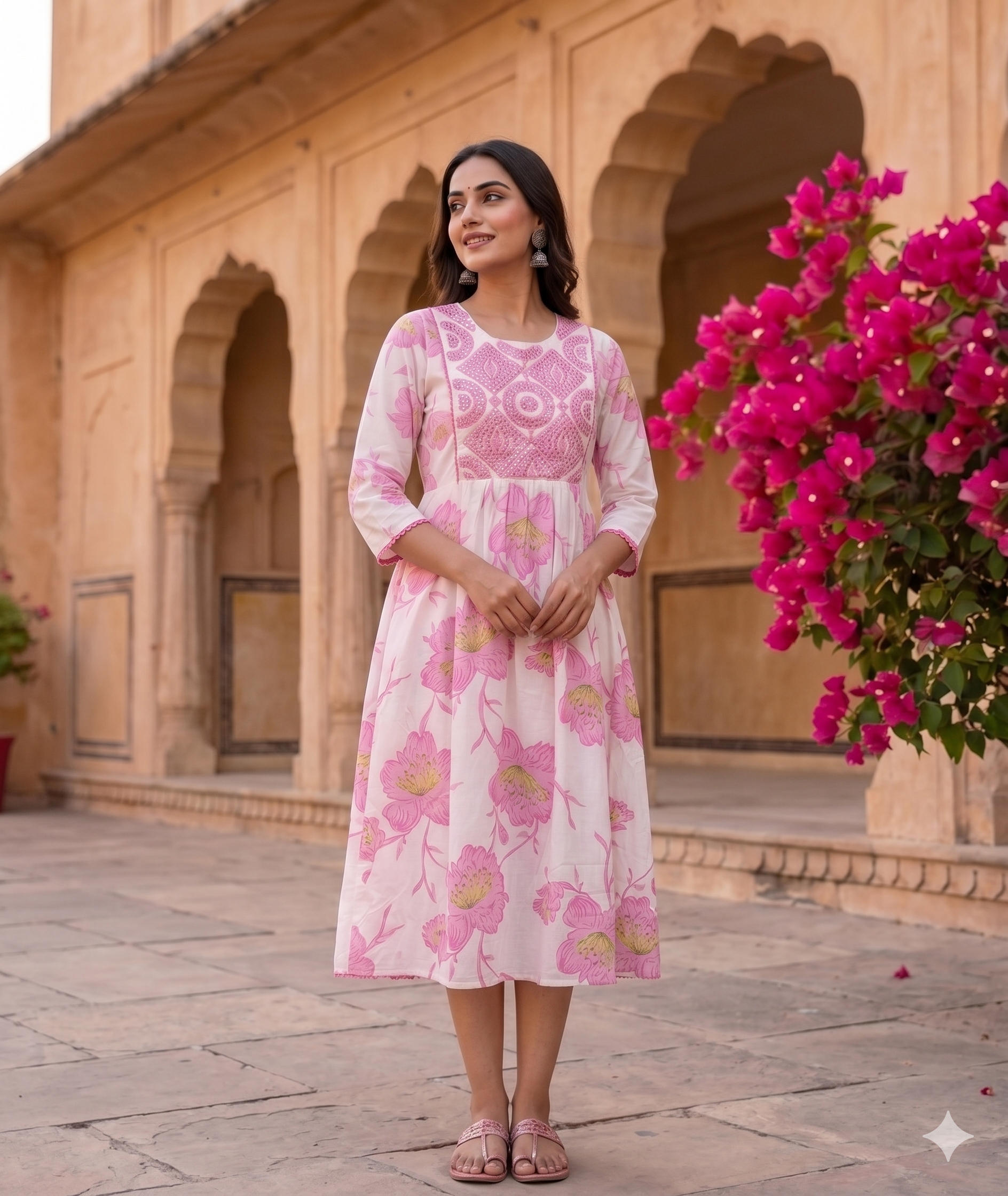 Floral Print Cotton Kurti