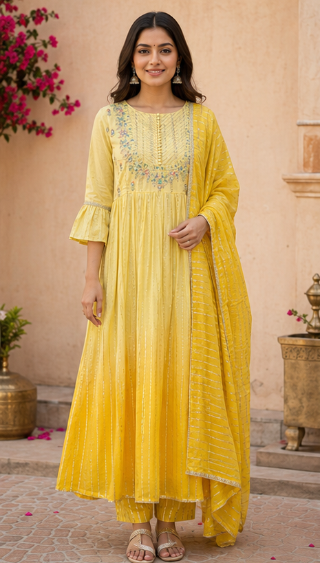 Yellow Anarkali Kurta Set