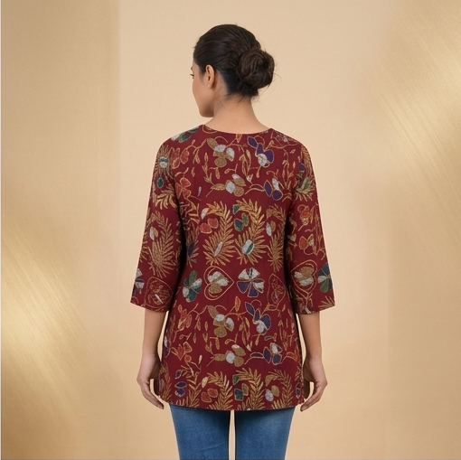 Floral Printed Maroon Tunic
