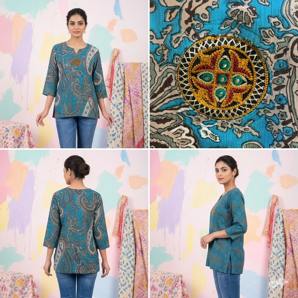 Blue Paisley Print Tunic
