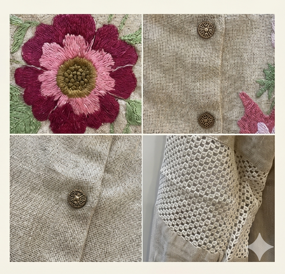 Beige Linen look Pantsuit Set