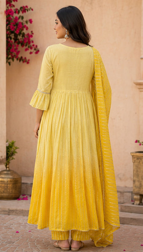 Yellow Anarkali Kurta Set