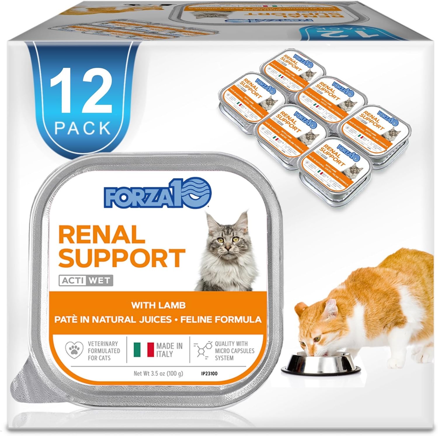Forza10 - Cat Food, Vet-Formulated Renal Wet, Non GMO, Kidney Care Food with Lamb Flavor