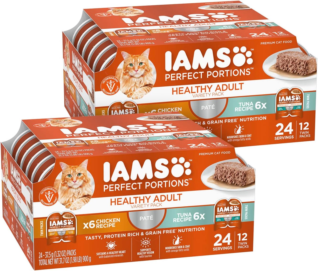 IAMS Perfect Portions Sensitive Digestion & Skin Wet Cat Food Pate, Healthy Adult Grain Free Pate