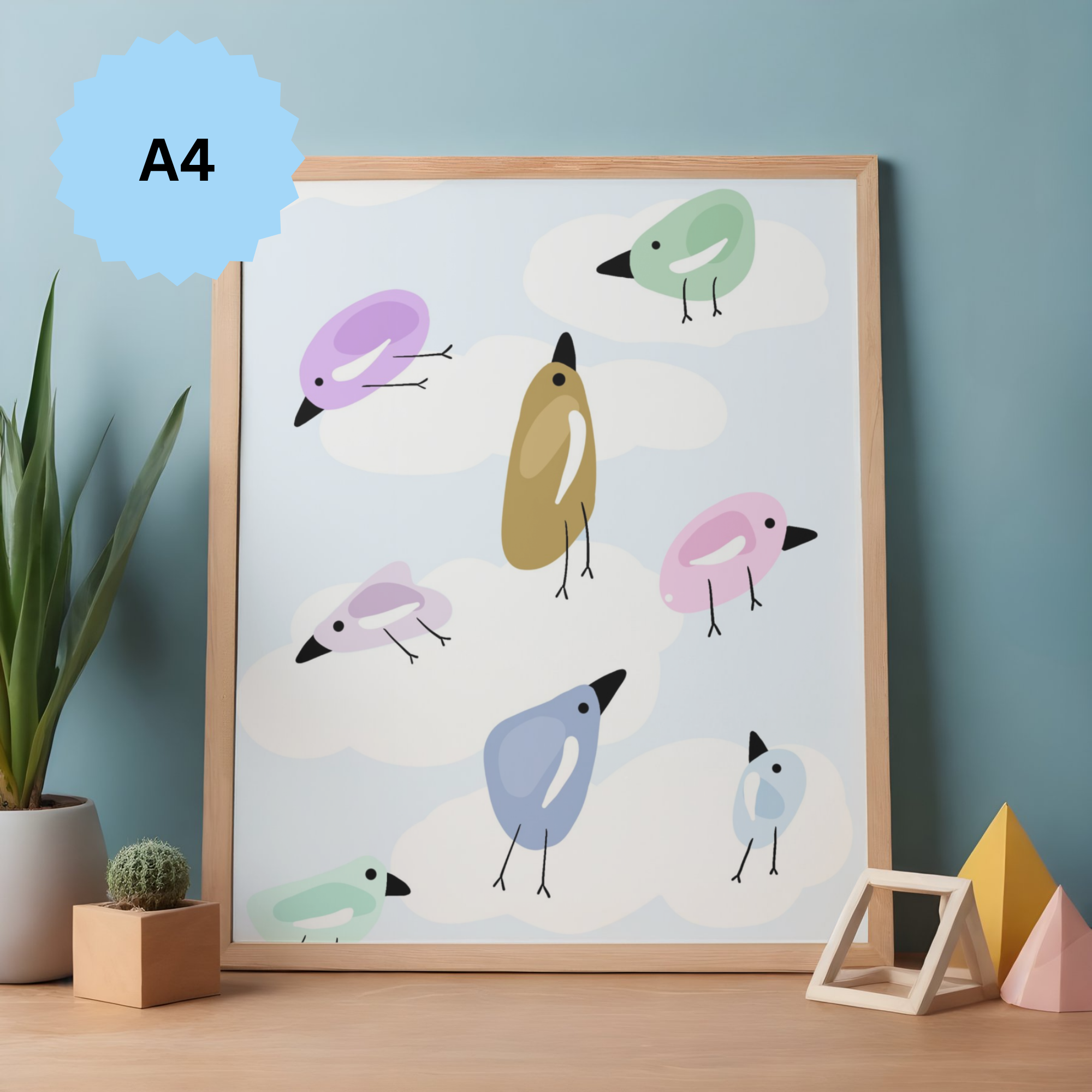 Colorful Birds Art Print- A4 Unframed