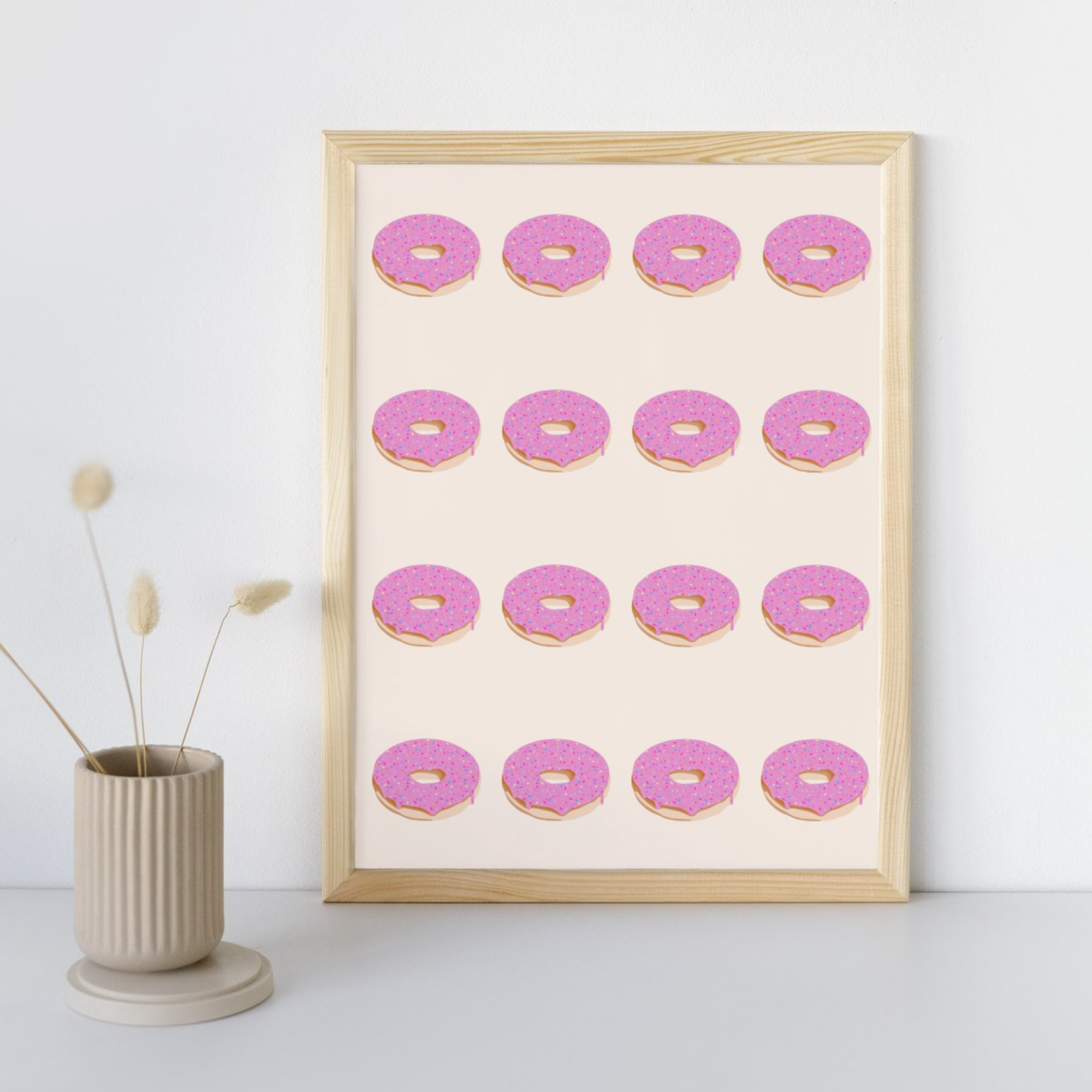 Pink Donut Wall Art Print