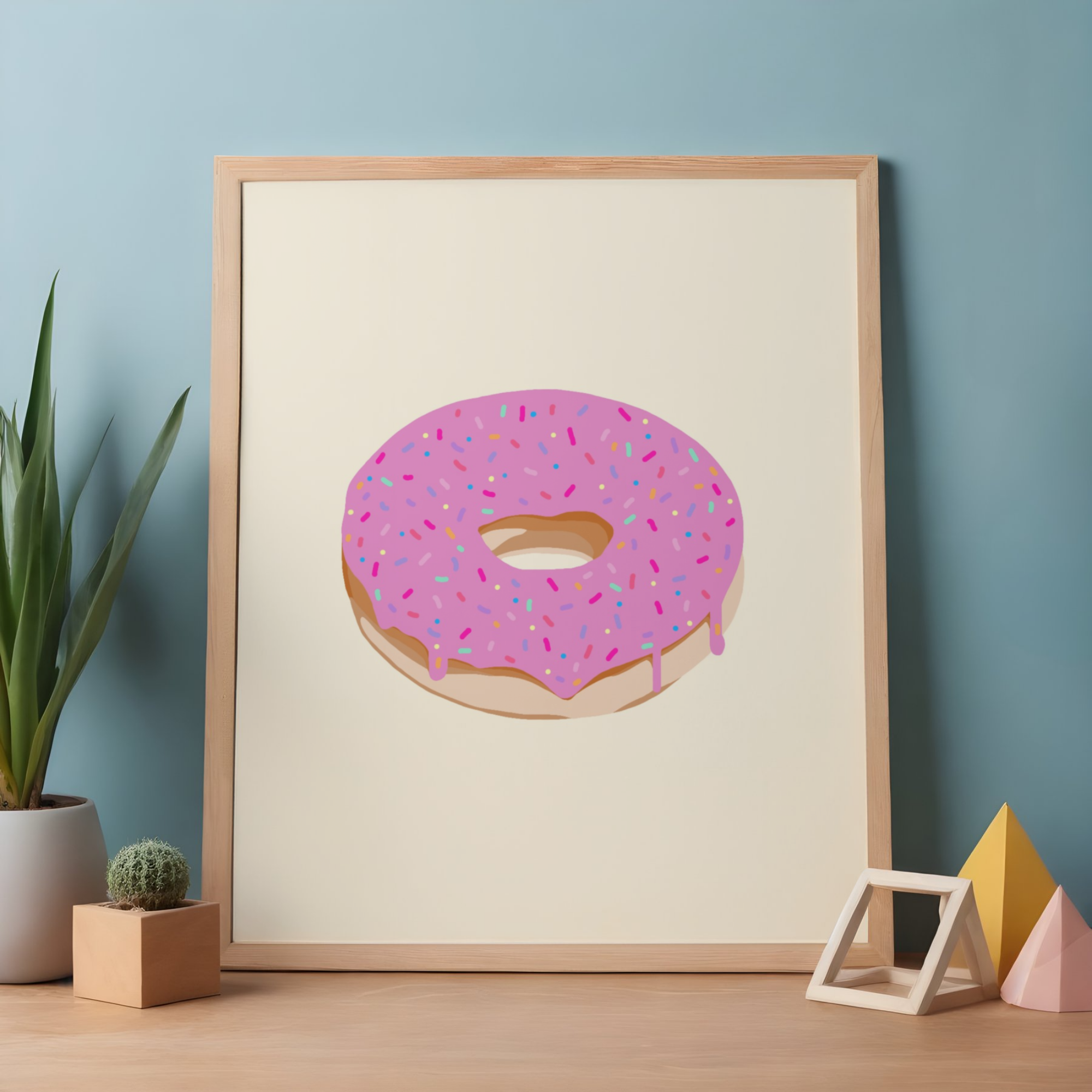 Pink Donut Art Print (A4 Unframed)