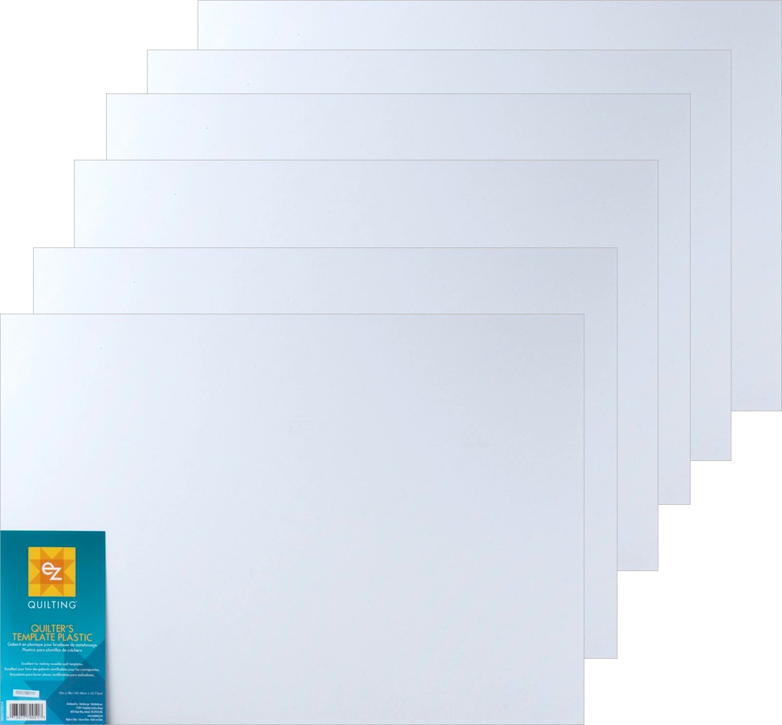 NOVIIML EZ International Quilting by Wrights Blank Plastic Template Sheets, 12in x 18in (6 Sheets)