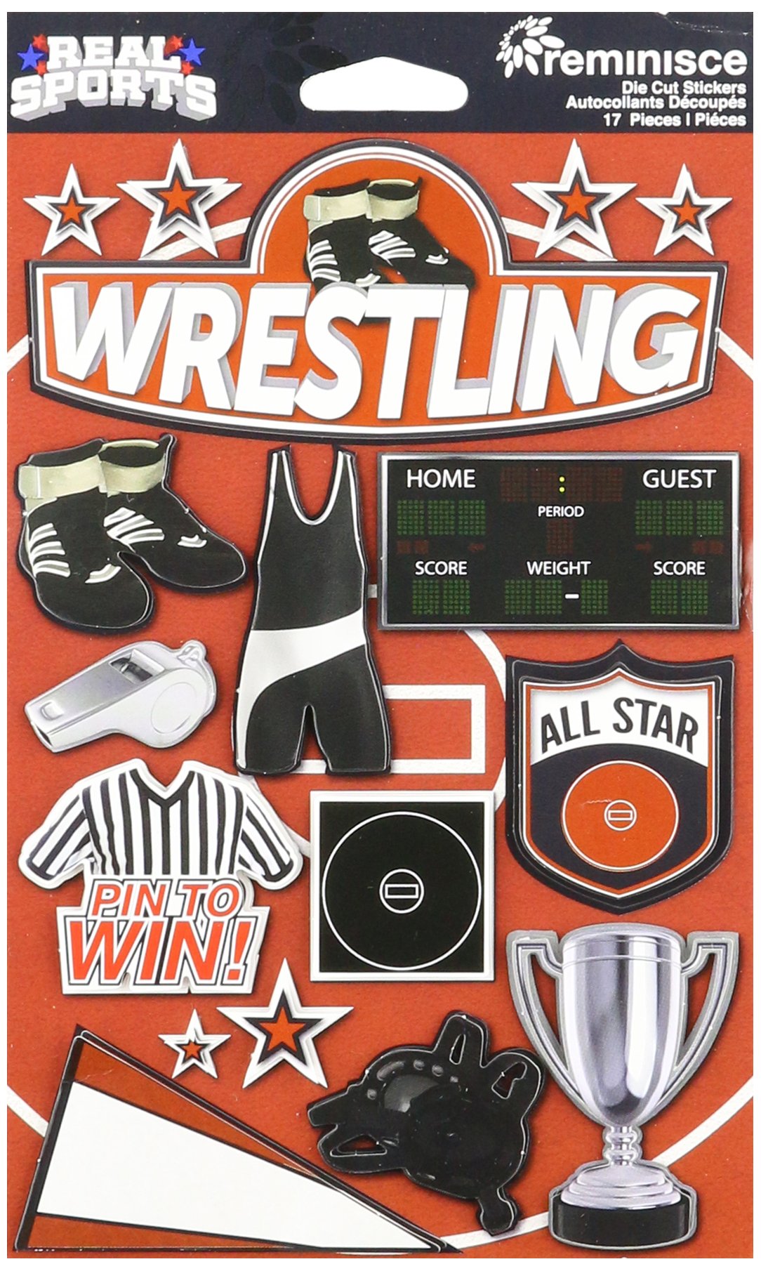 Real Sports Dimensional Cardstock Stickers, Wrestling