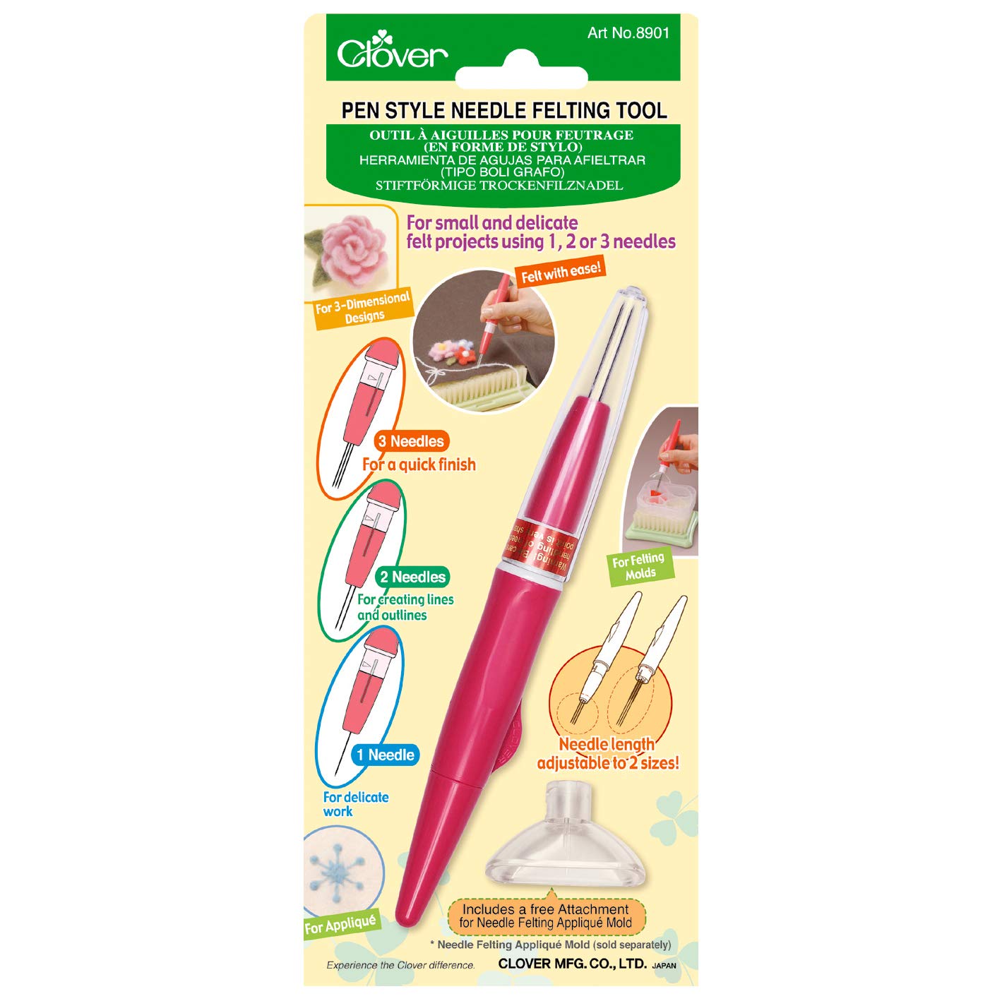 Clover Pen Style Felting Tool, Wood, Multi-colored, 1.0 Count
