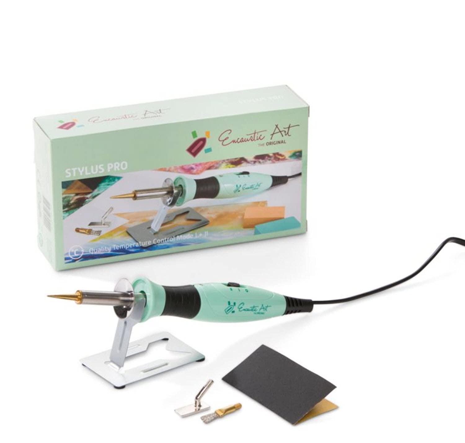 Encaustic Art The Original: Art Stylus Pro with Interchangeable Tips (Standard Drawing, Brush Head, Rectangular Shape) for Low-Heat Encaustic Painting - Ideal for Artists, Teachers, Parents, Crafters