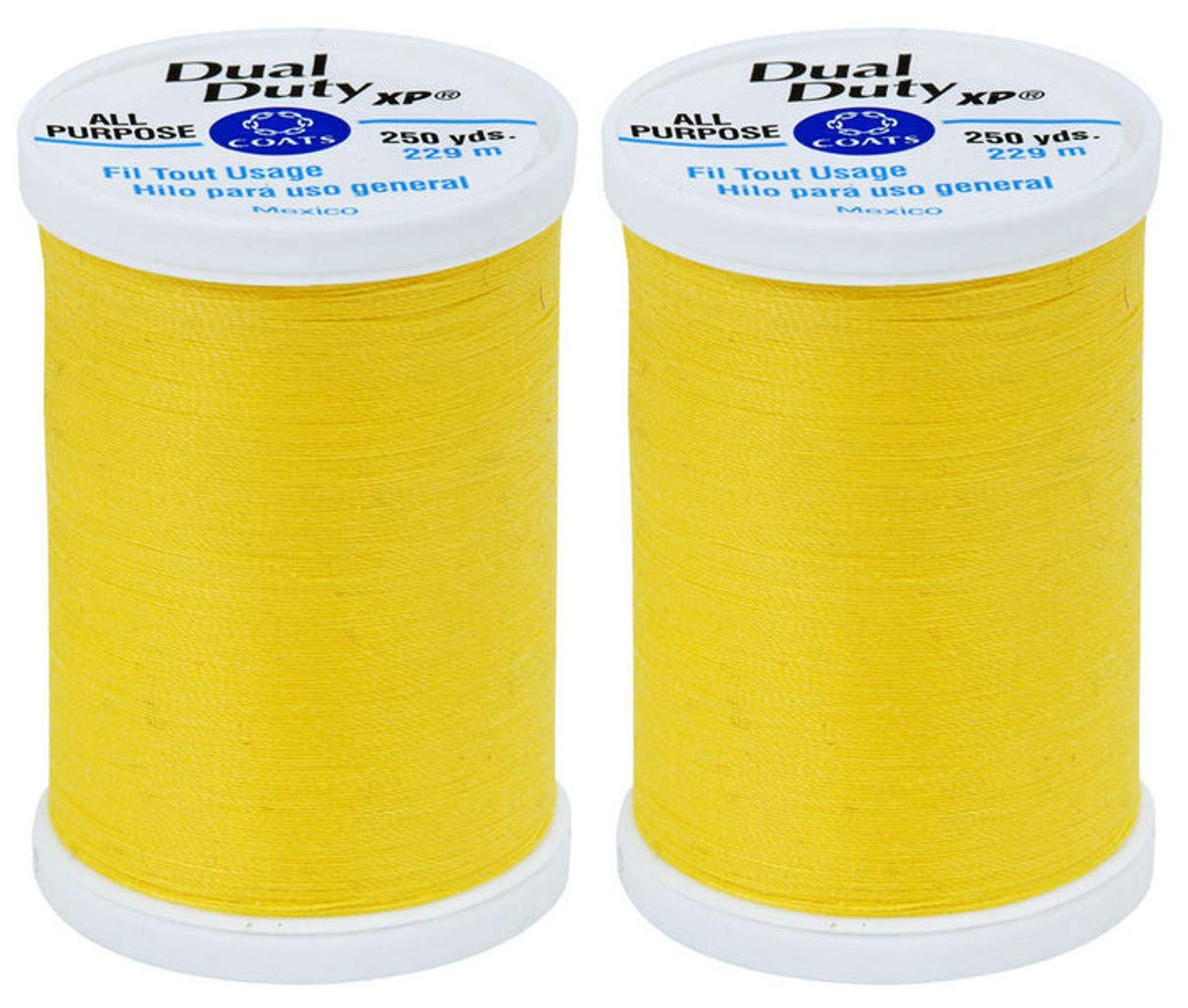 Coats 2-Pack Bundle - Dual Duty XP General Purpose Thread 250yds Each - Sun Yellow (S910-7250)