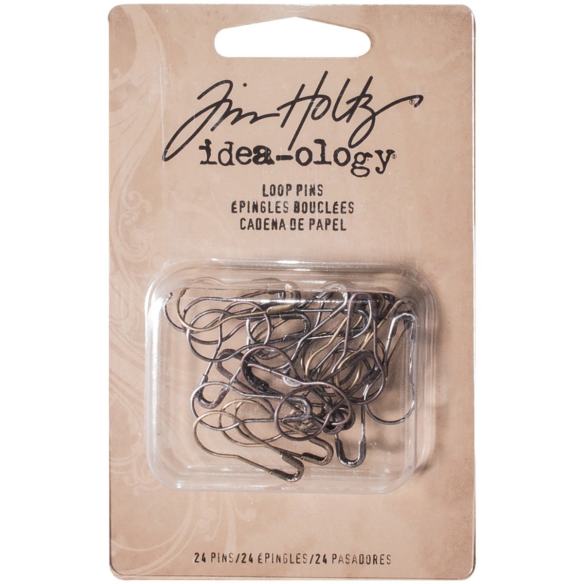 Loop Pins by Tim Holtz Idea-ology, Pack of 24, Nickel, Brass and Copper Finishes, TH93200