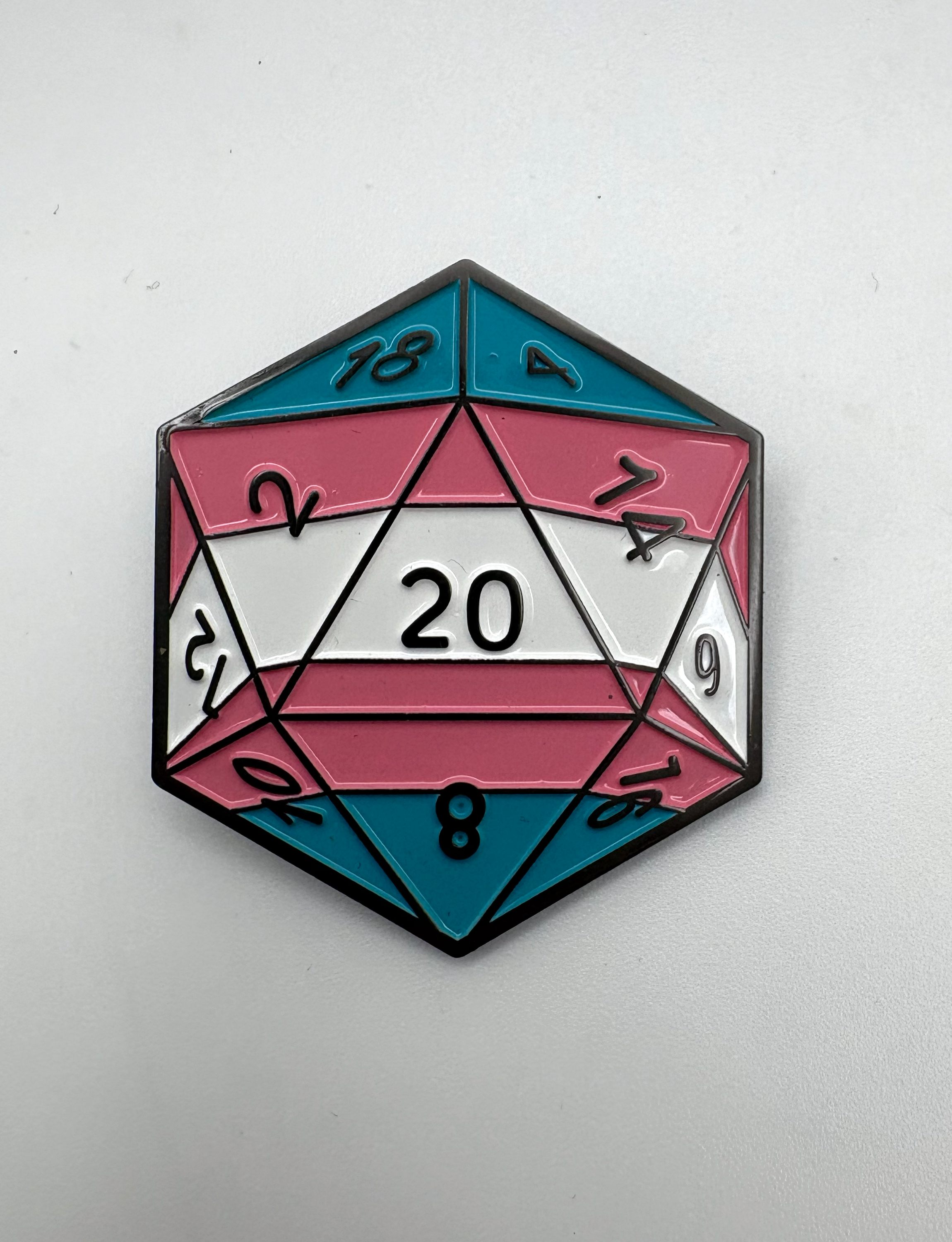 Trans D20 Enamel Pin