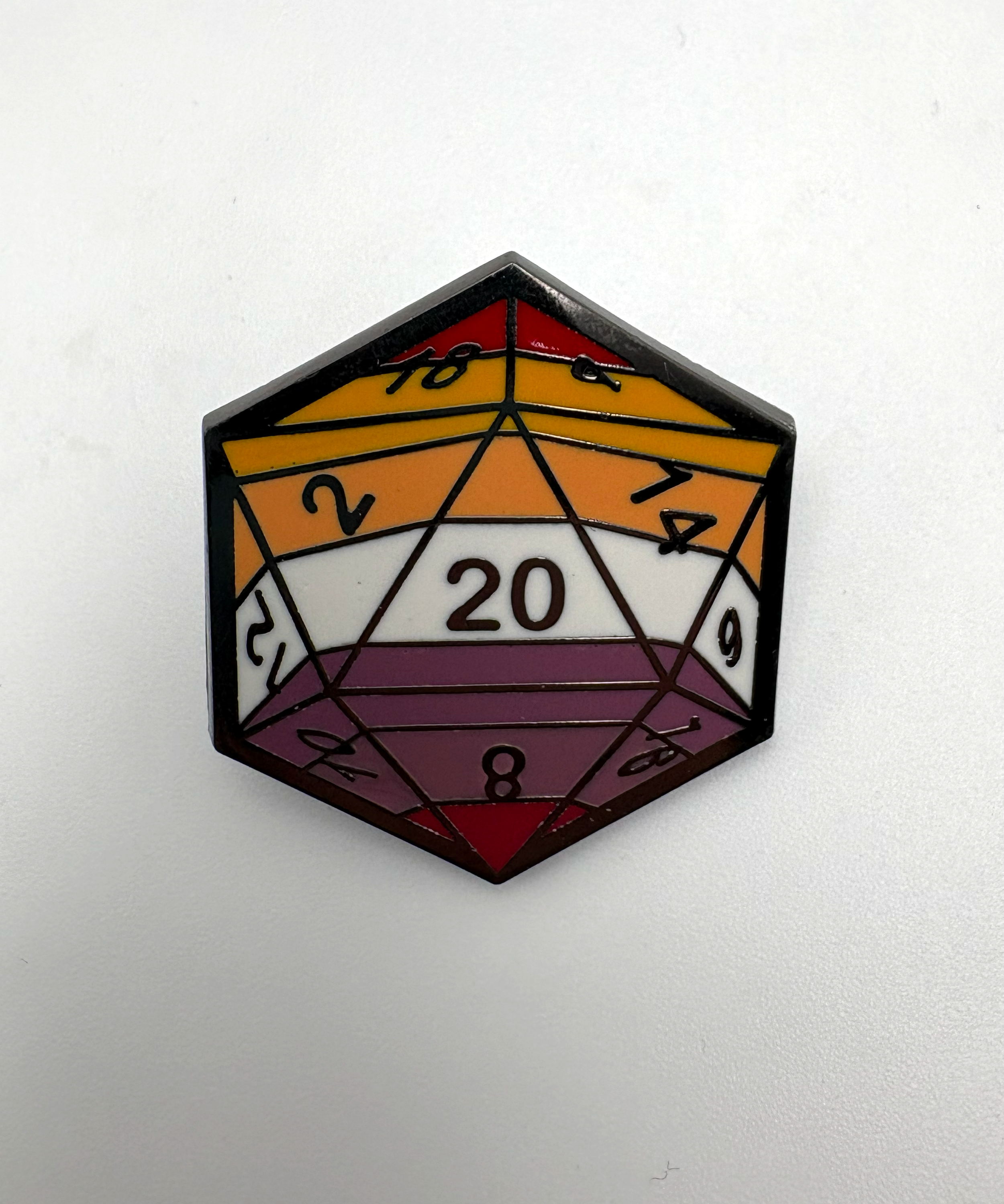 Lesbian D20 Enamel Pin