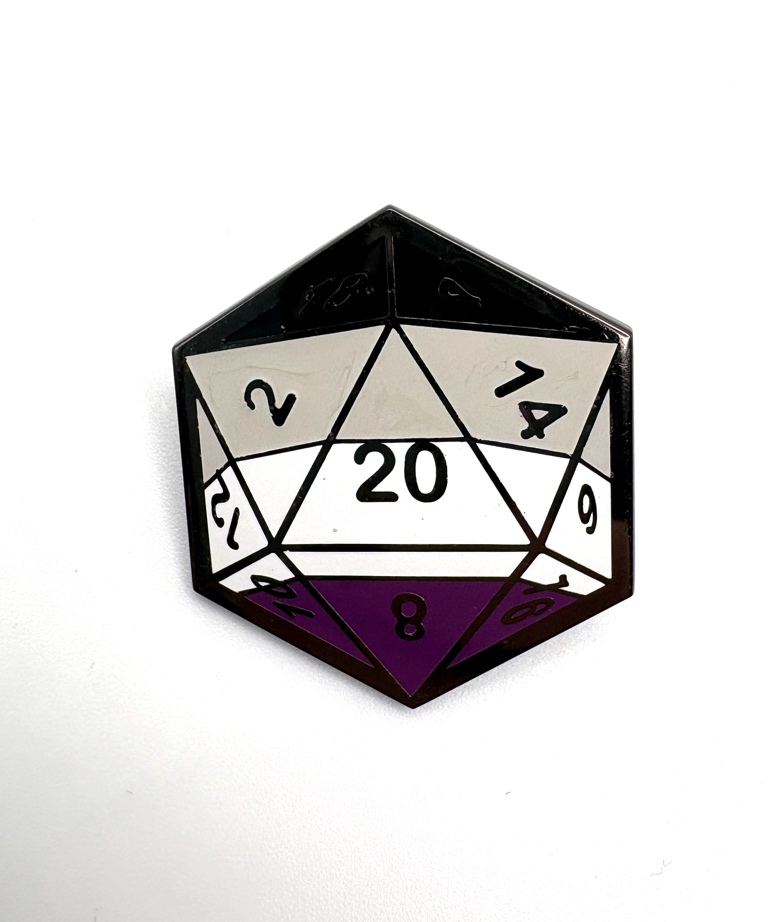 Asexual D20 Enamel Pin