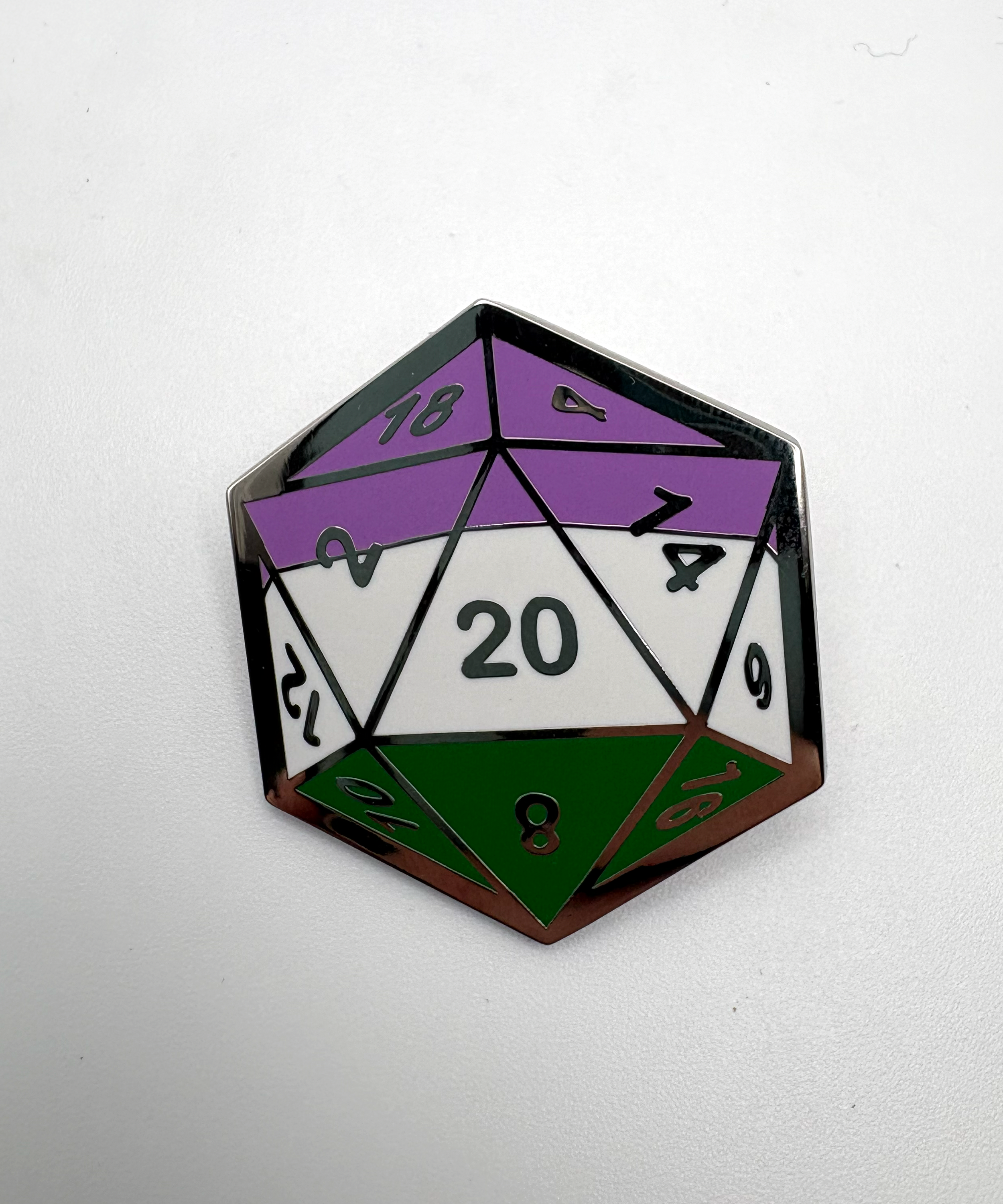 Genderqueer D20 Enamel Pin