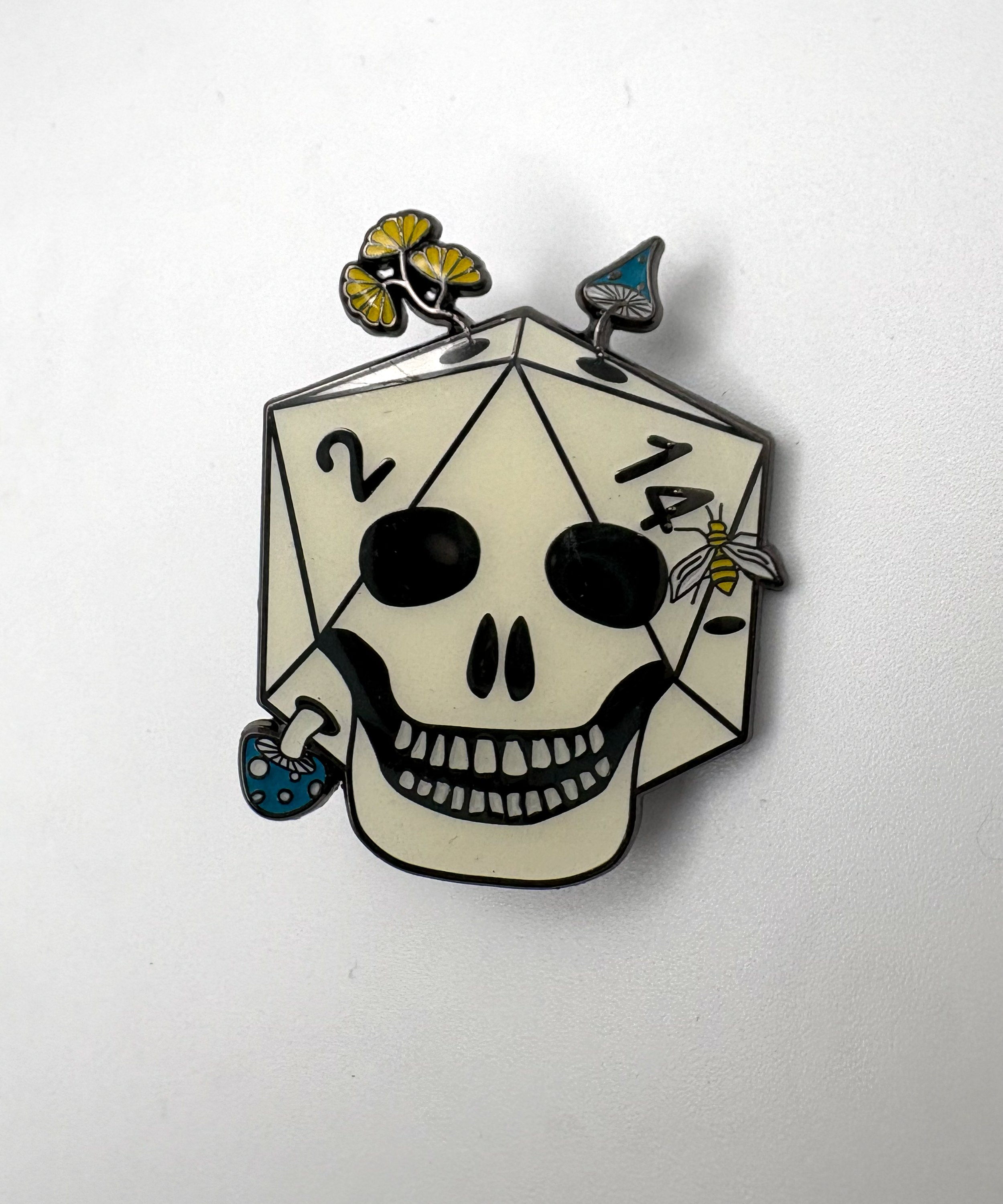 D20 Skull Enamel Pin